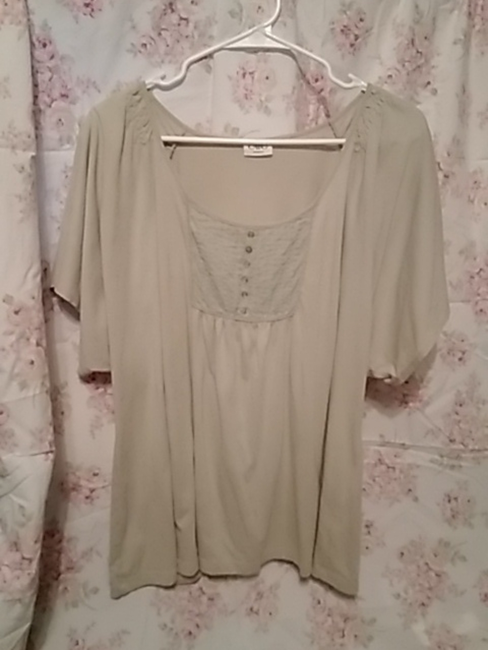 Cato Light Sage Scoop Neck Peasant Tunic